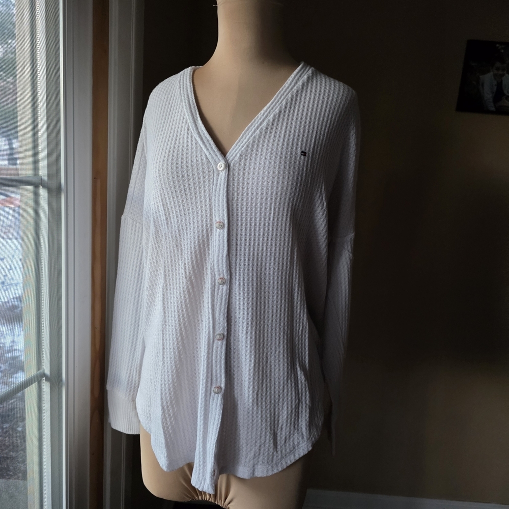 Tommy Hilfiger White Textured Cardigan